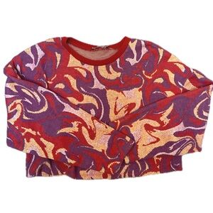 cropped knit marbled jacquard sweater (size M)